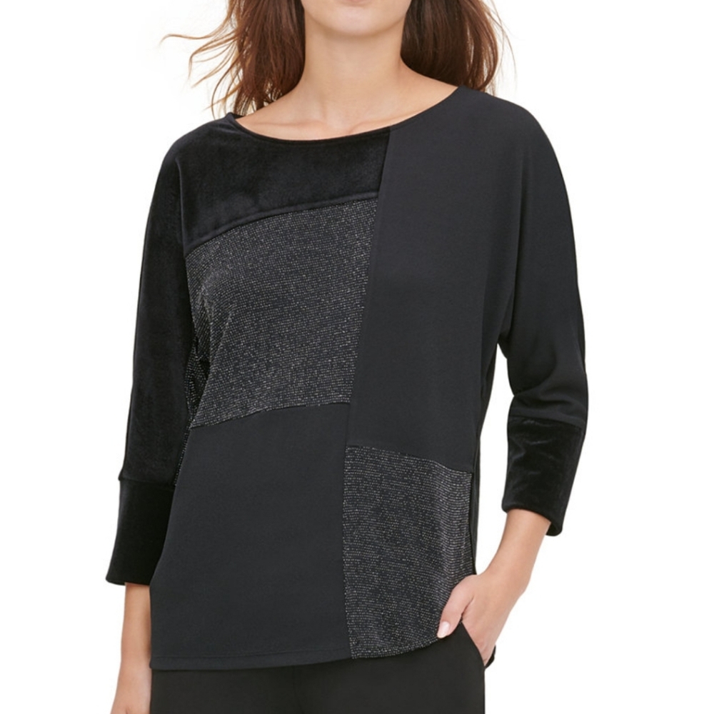 CALVIN KLEIN COLORBLOCKED METALLIC DOLMAN-SLEEVE